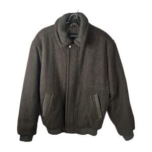 Vintage Aberdeen Wool Bomber Jacket Flight Coat Medium Lined Insulated Gray